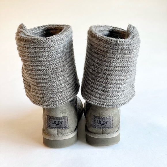 UGG Grey WoolKnitted Knee High Boots size 6 - Picture 8 of 13